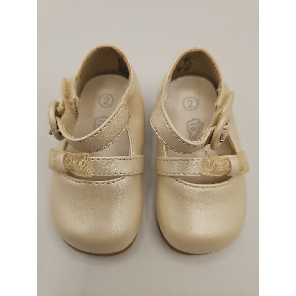 Teeny Toes Toddler Girls Size 2 Cream Bow Mary Jane Shoes Casual Dressy